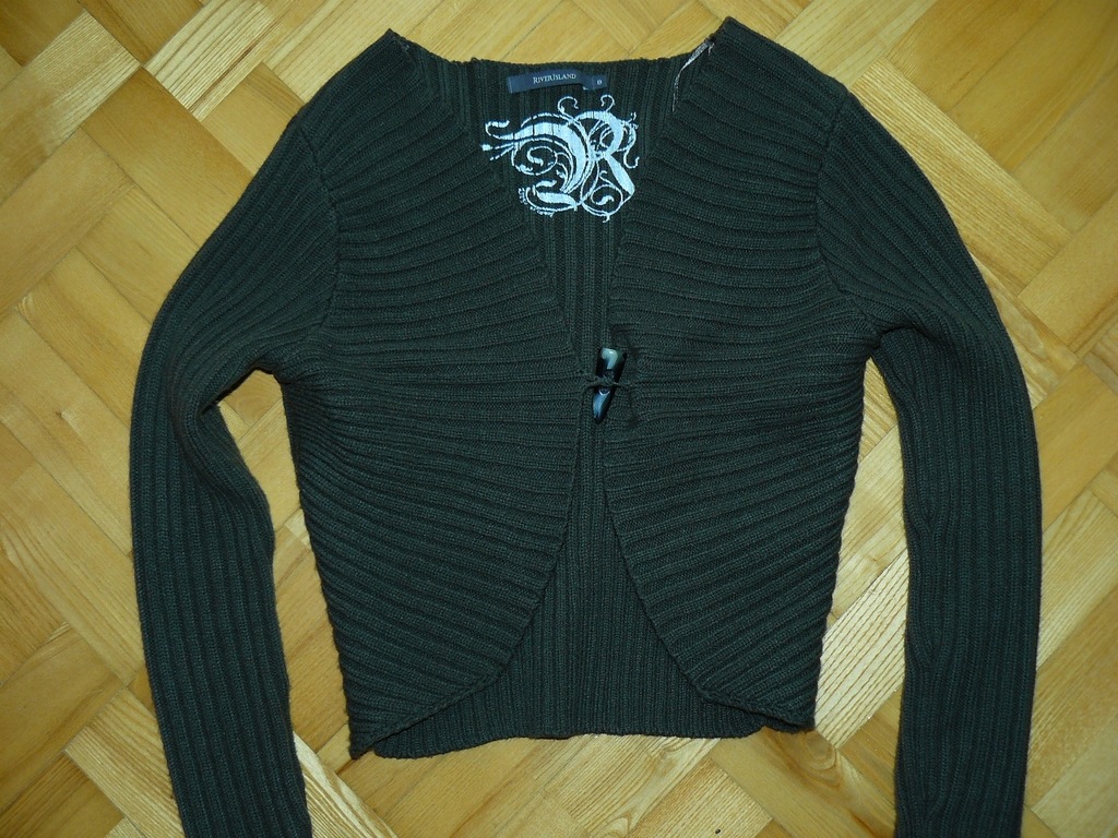 RIVER ISLAND XS/S SWETER BOLERKO ROZPINANY WEŁNA