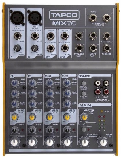 TAPCO MIX60 6チャンネルアナログミキサー TAPCO MIX60 6チャンネルアナログミキサー TAPCO MIX60 6