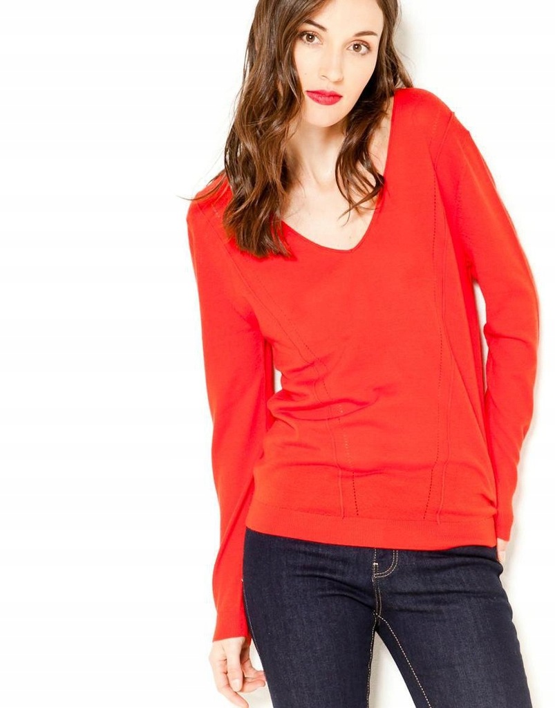 D31295 CAMAIEU__Y06 SWETER V-NECK WEŁNA MERYNOS__M