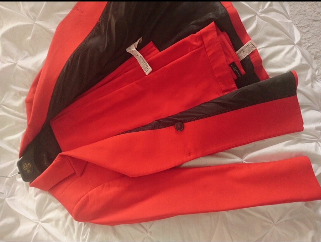 Zara kostium czerwony M marynarka spodnie