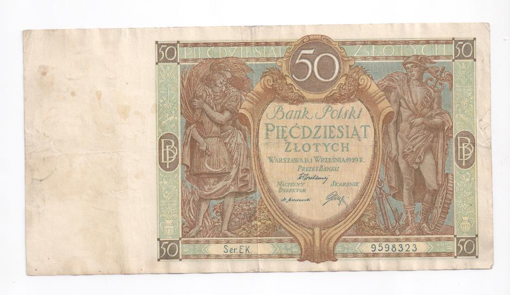 50 złotych 1929 r. Seria EK