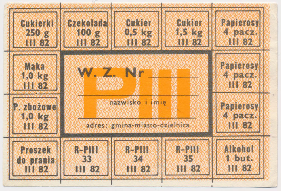 7512. Kartka żywnościowa, PIII - 1982 marzec