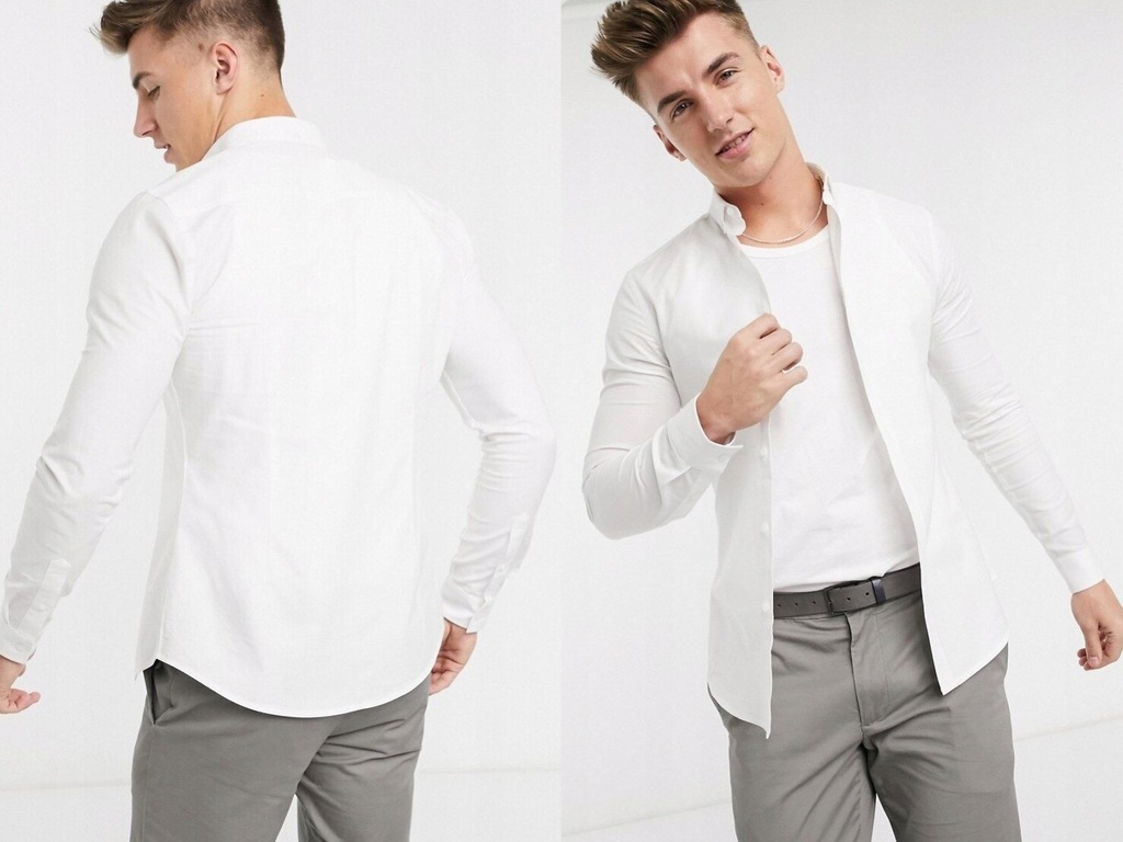 New Look Biała męska koszula elegancja M