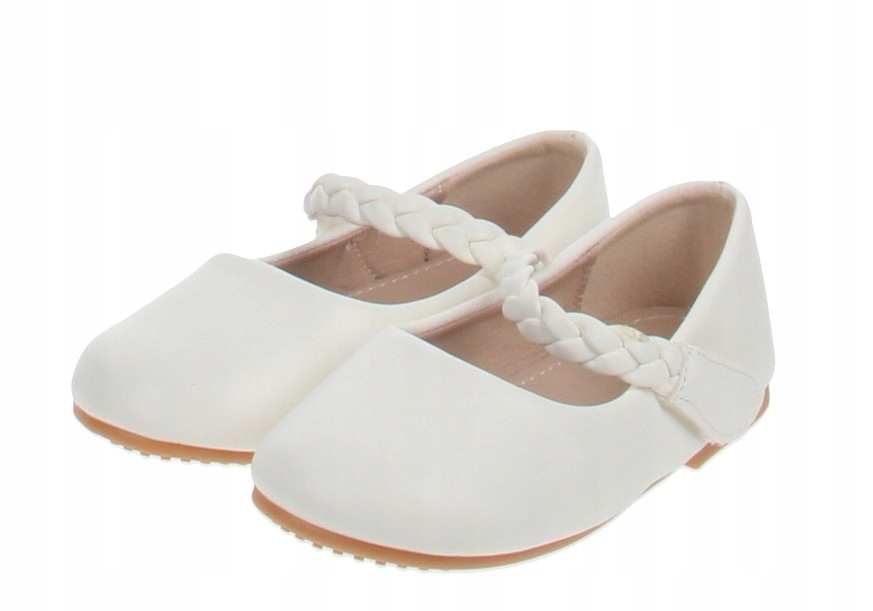 SHEIN BALERINY DZIECIĘCE BIAŁE Z OZDOBNYM PLECIONYM PASKIEM 23 1DB