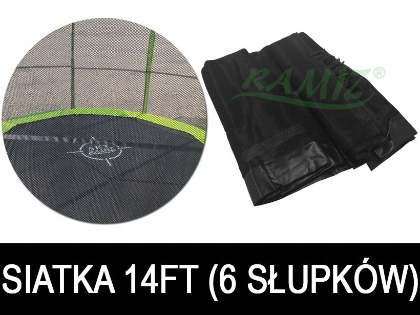 Siatka ochronna SkyRamiz Czarny do trampoliny ogrodowej 427cm/14FT 6 tuneli