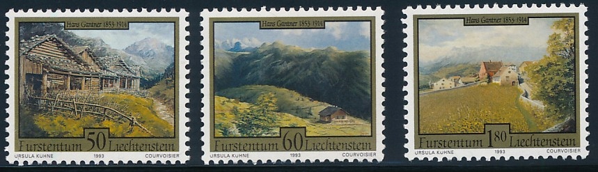 LIECHTENSTEIN 1993 PEJZAŻE Michel 1056/1058 ** BCM