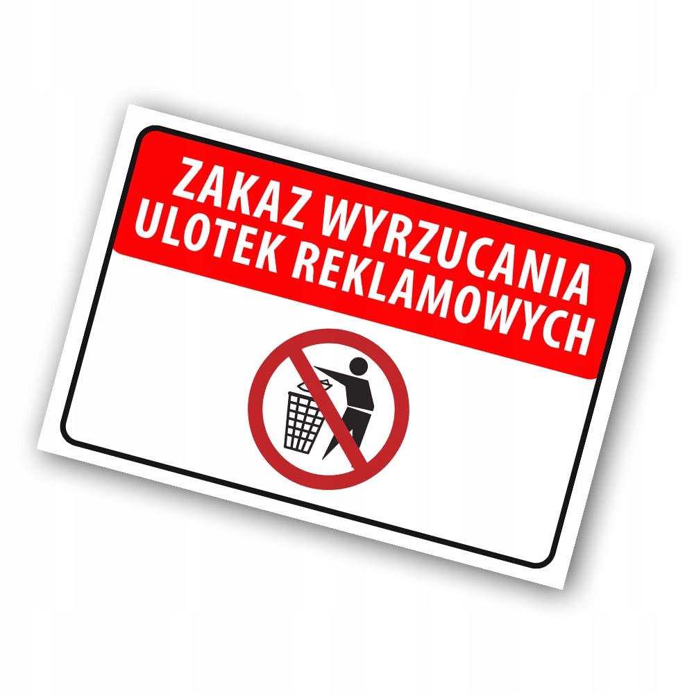 Tabliczka PCV 32x21 Znak Zakaz Wyrzucania Ulotek