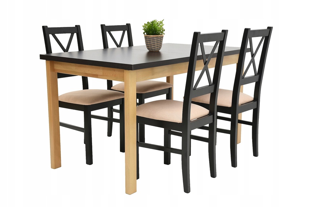prostokątny stół 80/120 do 150 + 4 krzesła komplet