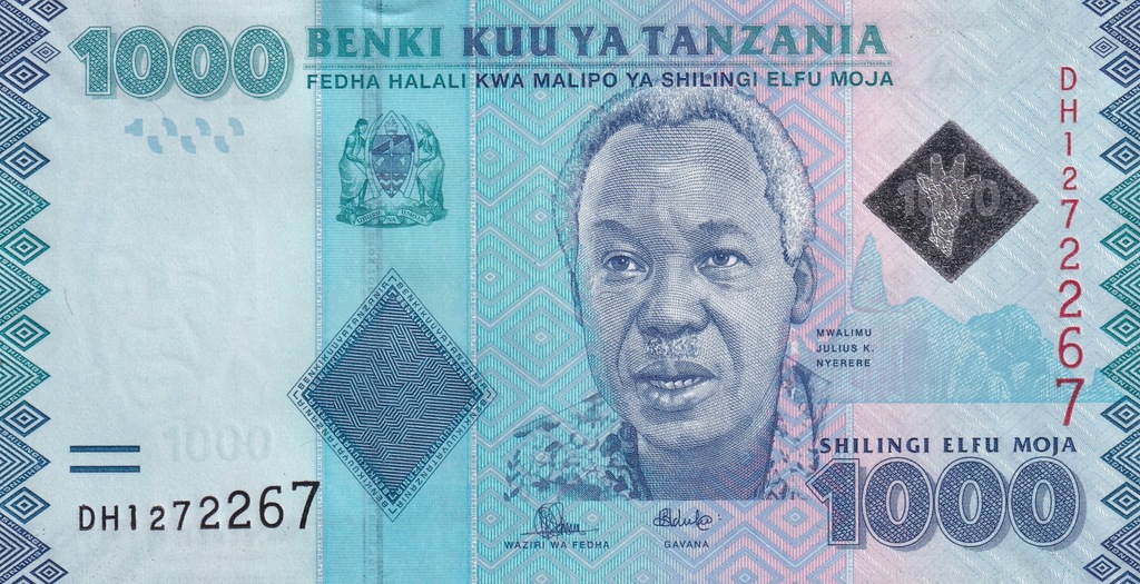 1000 Shillings Tanzania 2015 P#41 UNC