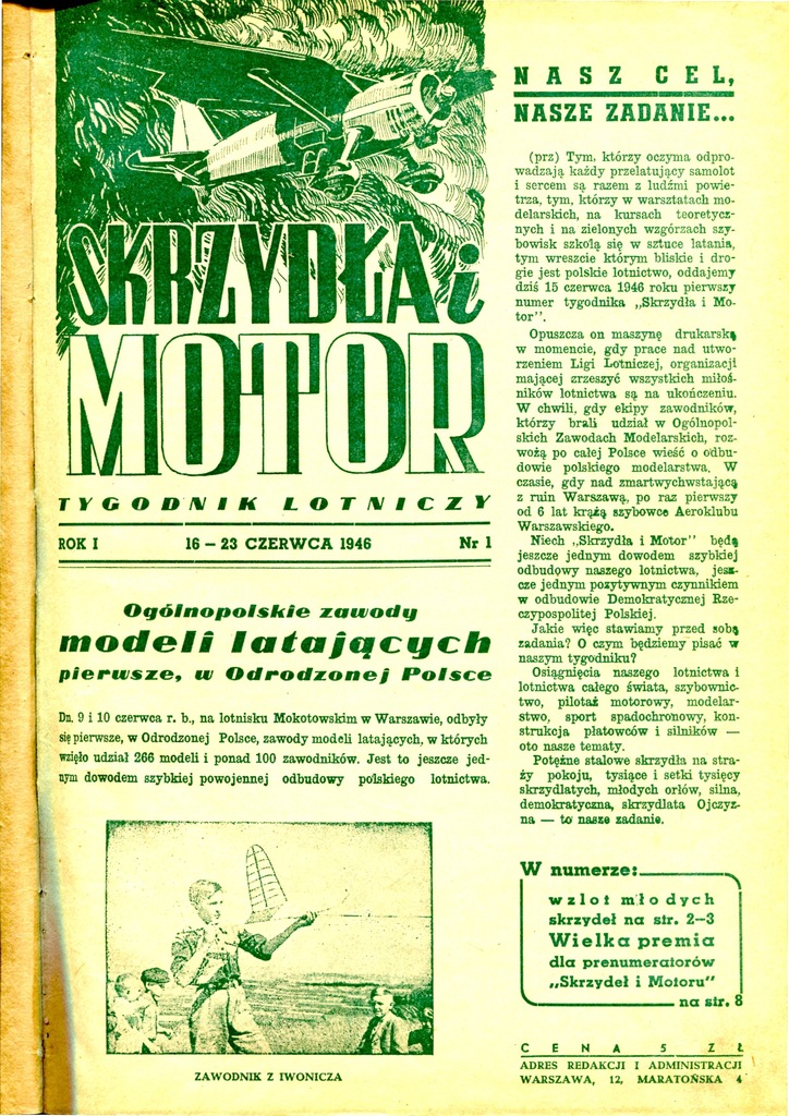 Skrzydła i Motor-Rok1 1946 nr 1-28 tygodnik lotn.