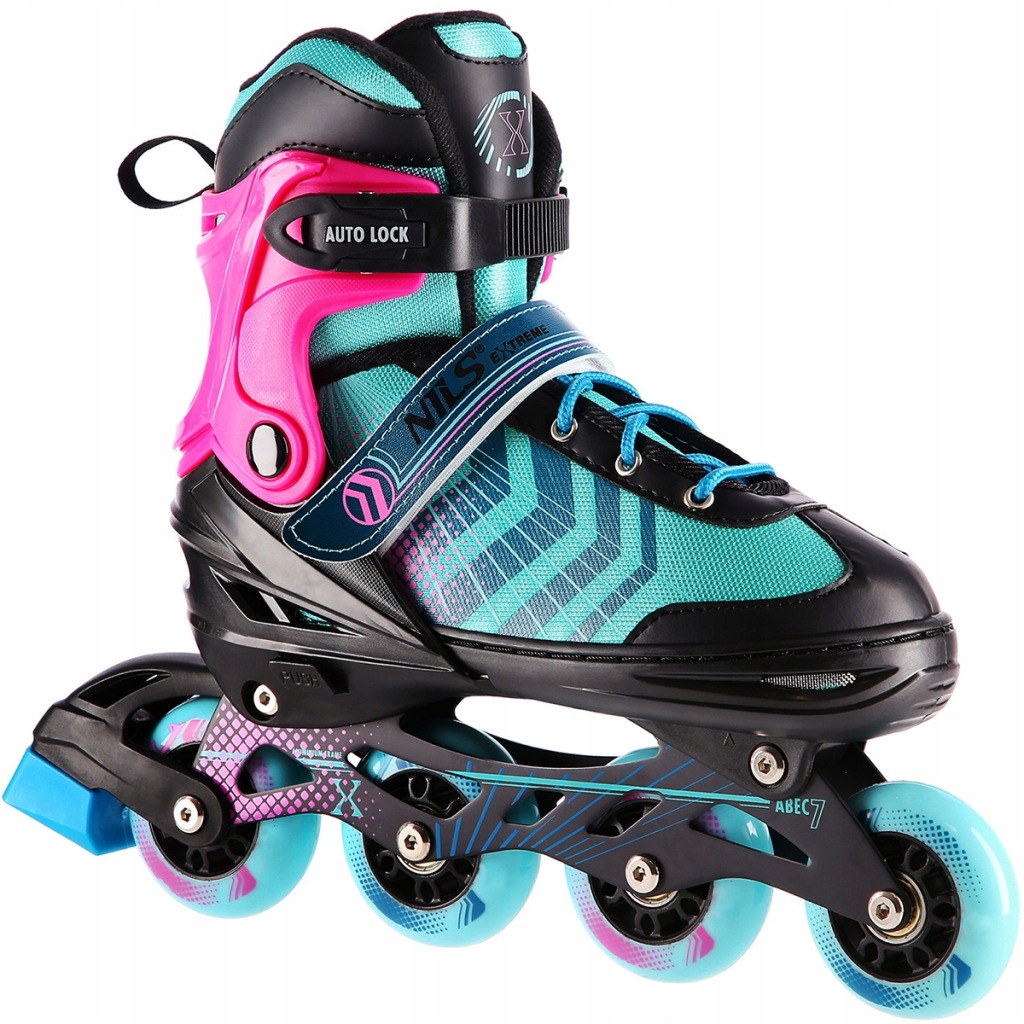 ROLKI 4W1 REGULOWANE KOŁA KAUCZUKOWE DAMSKIE ŁYŻWOROLKI WROTKI ŁYŻWY 39-43