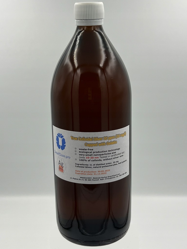 True Colloidal Silver 20 ppm Capped with Gelatin!