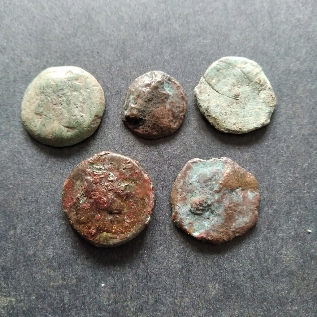 Antyczna Grecja brązy ZESTAW 5 sztuk Stare monety