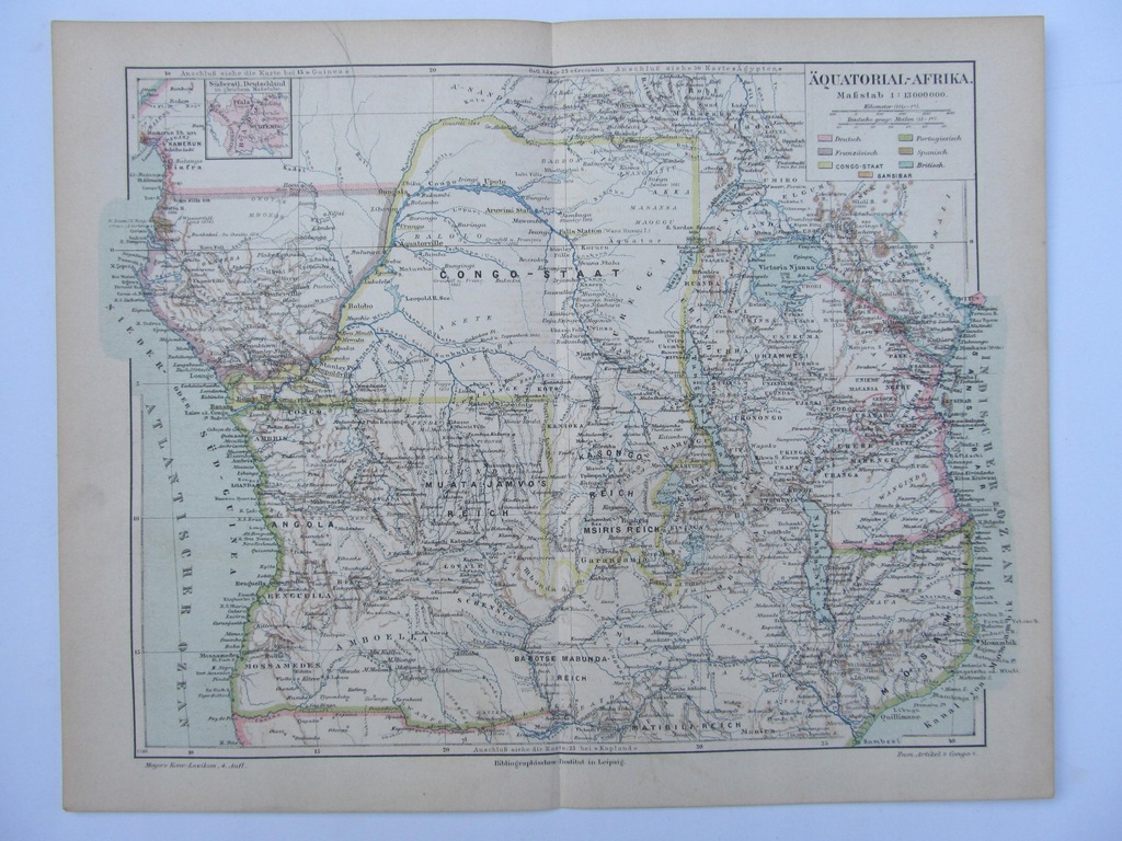 AFRYKA RÓWNIKOWA mapa 1889 r.