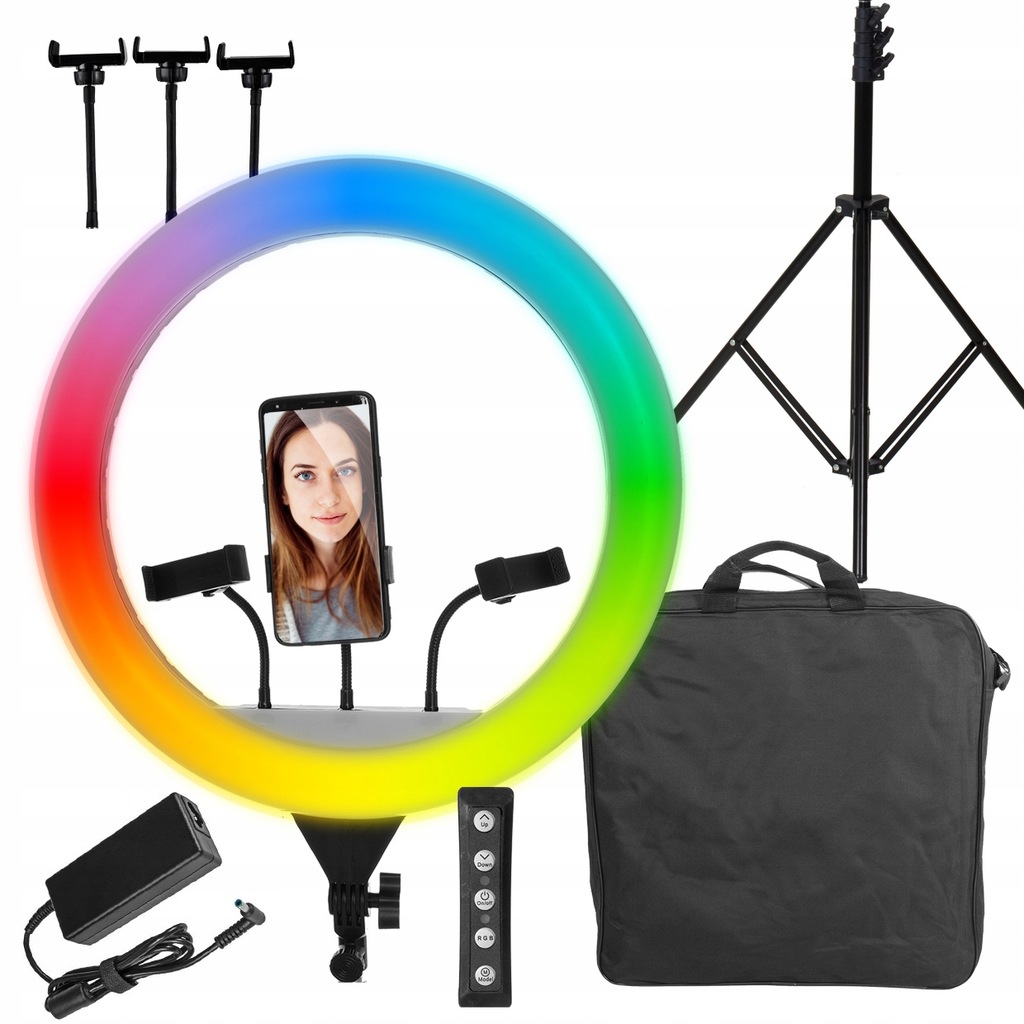 Lampa Ring LED RGB Beauty na statywie