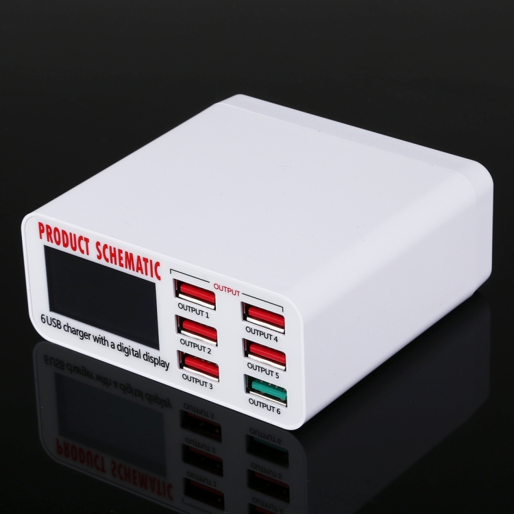 Szybka ładowarka 40W QC 3.0 6 portów USB LED 8359799338 Szybka ładowarka 40W QC 3.0 6 portów USB LED 8359799338