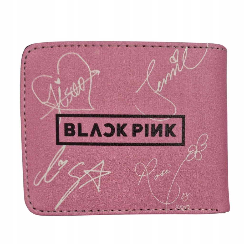 Portfel Rozkładany Black Pink Korea Różowy z Oczami