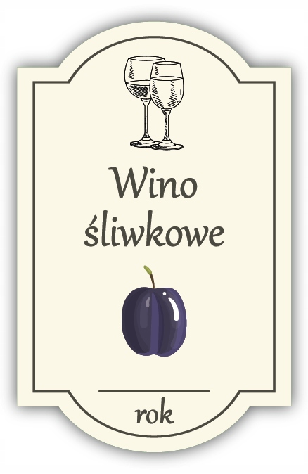 Wino ŚLIWKOWE - etykieta na butelkę 10 szt.