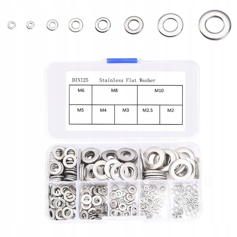 360PCS STAINLESS STEEL WASHERS M2.5 M5 M8 M10 SPLIT LOCK SPRING WASHERS SCR