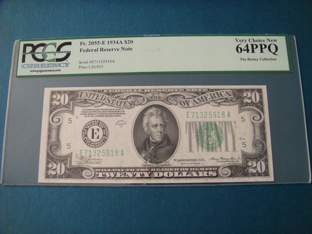 Banknot 20 $ USA 1934 A Federal R. Note PCGS 64PPQ