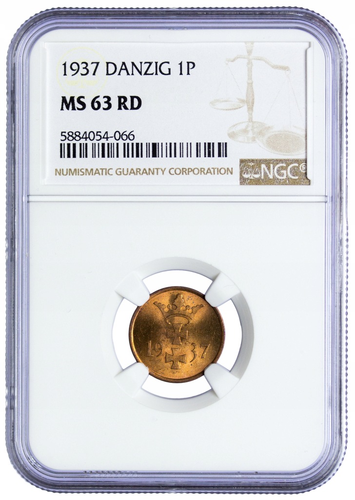 Wolne Miasto Gdańsk 1 Fenig 1937, NGC MS63 RD