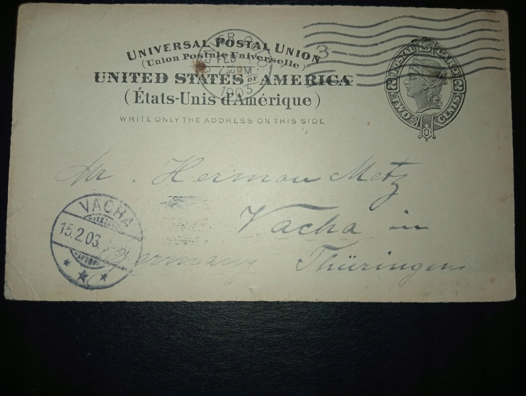 USA 1903 ROK KARTKA POCZTOWA Z OBIEGU