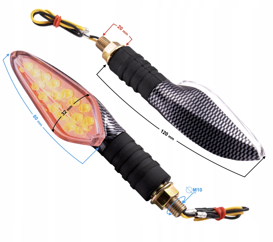 Kierunkowskazy uniwersalne MRT-090, ledowe (18 diod) kolor Karbon (E-mark)