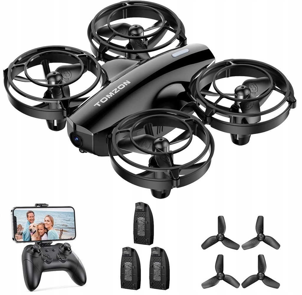 TOMZON A24-W mini dron z kamerą HD 1080P Quadrocopter360° czarny (B2283)