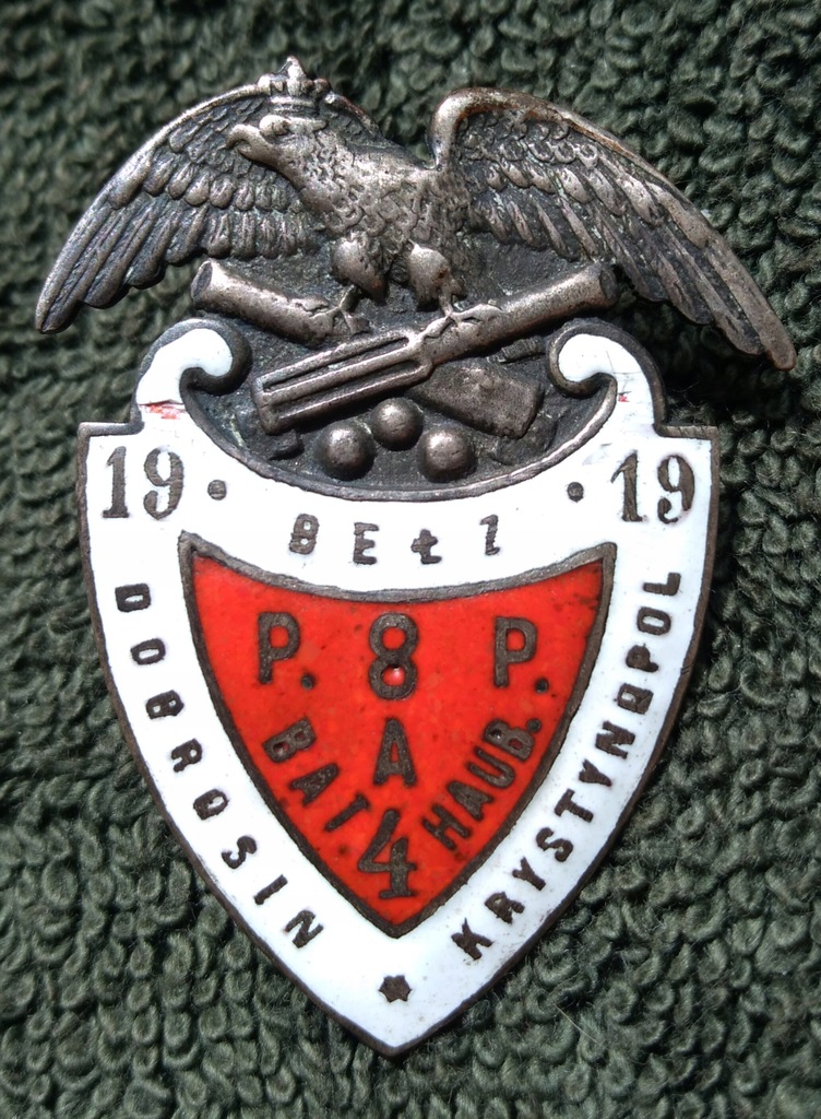 Przedwojenna odznaka 4 Bat.Haub. 8 PAP emaliowana