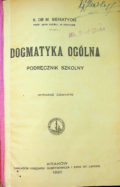 Dogmatyka ogólna 1920 r.