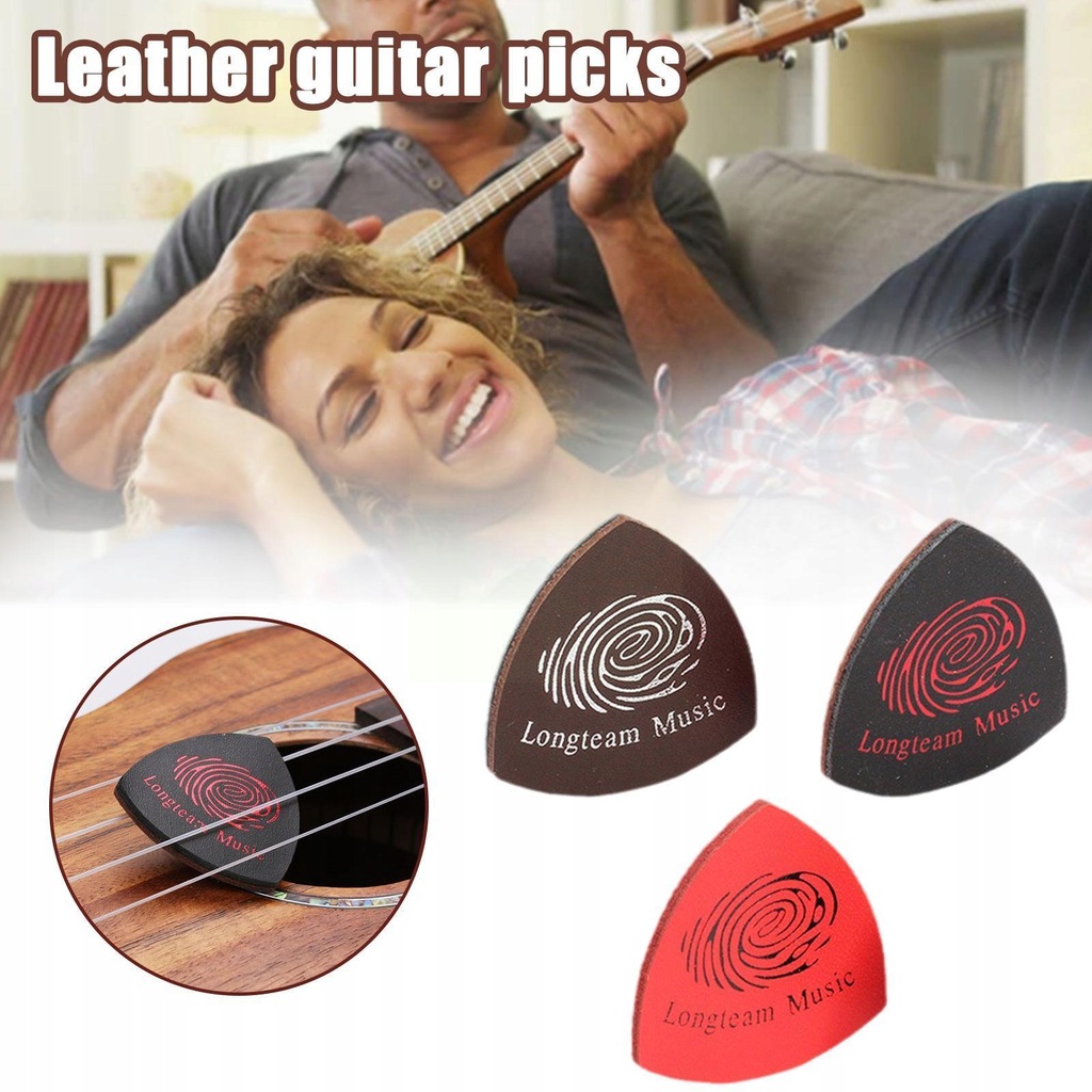 3.5cm Leather Guitar Pick Ukulele Bass Plectrum Co