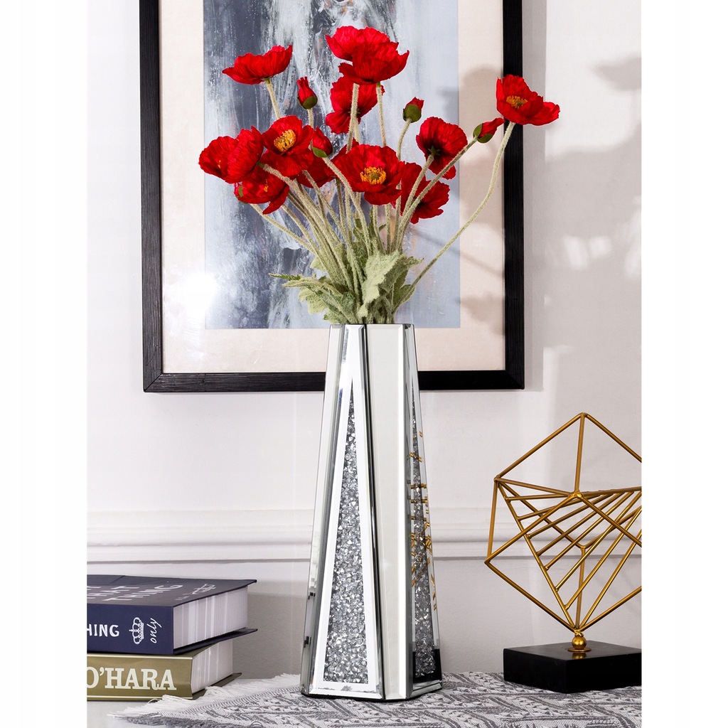 Glass VASE Mirrored Decorative Crystal Flower Vase