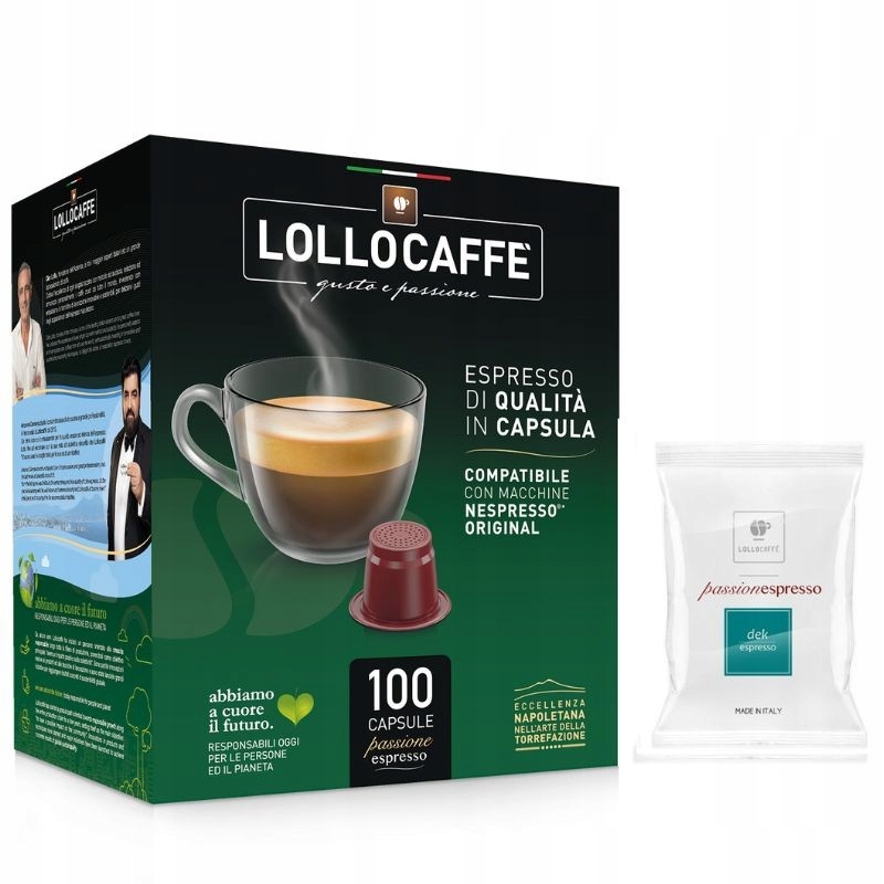 Kapsułki do Kawy Lollo Caffé Deca Bezkofeinowa do Nespresso 100 sztuk