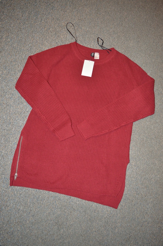 H&M sweter bordowy zamek nowy XS 34