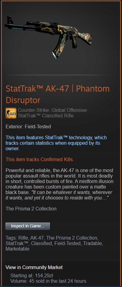 StatTrak AK-47 | Phantom Disruptor (FT) 65% ceny!