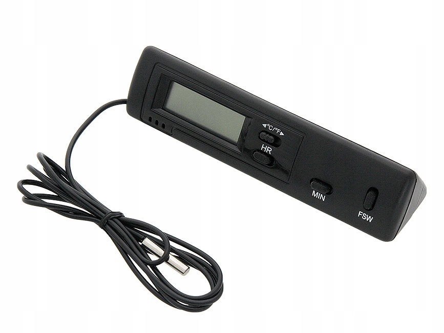 TERMOMETR SAMOCHODOWY WEWNĘTRZNY ZEWNĘTRZNY SONDA ZEGAR LCD -50 +70 C