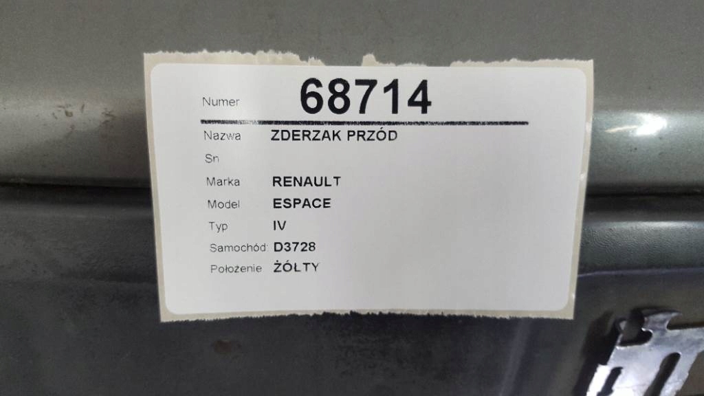ZDERZAK PRZÓD KOMPLETNY RENAULT ESPACE IV NV603
