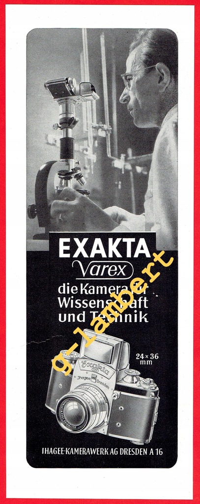 Exakta Varex Ihagee Dresden 1952 - reklama prasowa