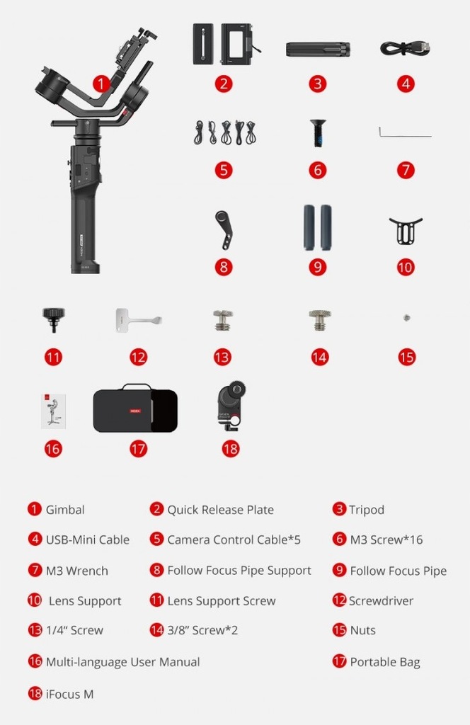 Gimbal do aparatu MOZA Air 2S+iFocus M