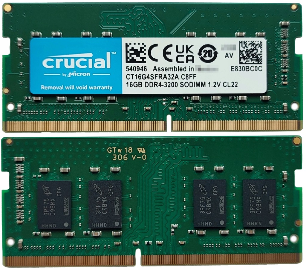 32GB Crucial 3200MHz 1,2V CT16G4SFRA32A.C8FF