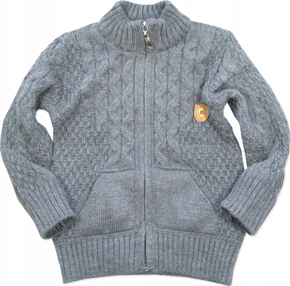 98 Sweter sweterek ciepły dziecięcy chłopięcy zapinany golf grafit