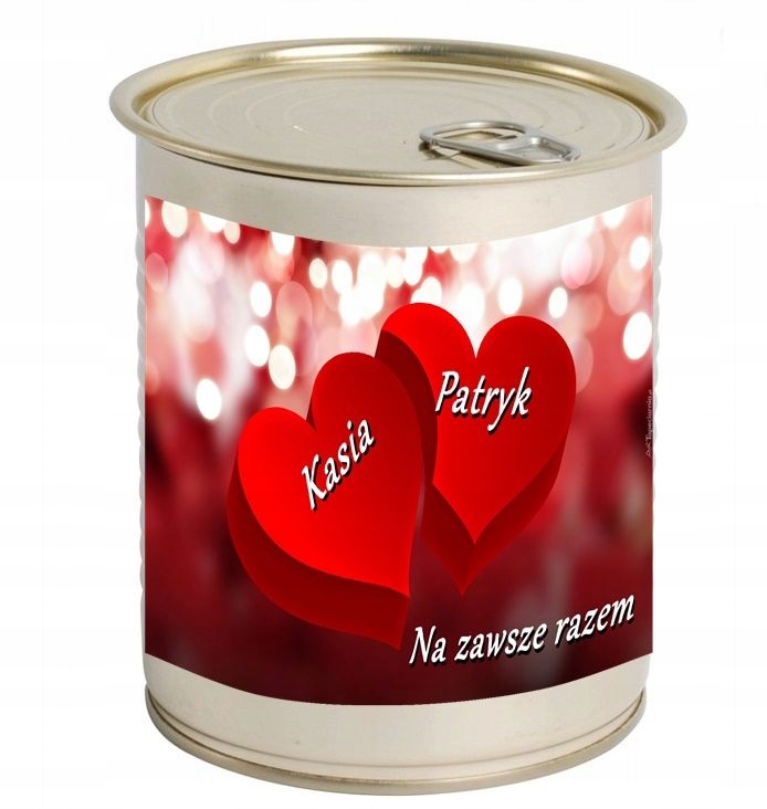 Walentynki słodka Niespodzianka czekoladki puszka z dedykacją prezent