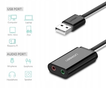 Купить UGREEN ВНЕШНЯЯ ЗВУКОВАЯ КАРТА USB НА РАЗЪЕМ 15 СМ: отзывы, фото, характеристики в интерне-магазине Aredi.ru