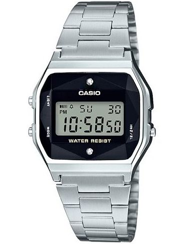 Damski zegarek CASIO RETRO A158WEAD diamenty