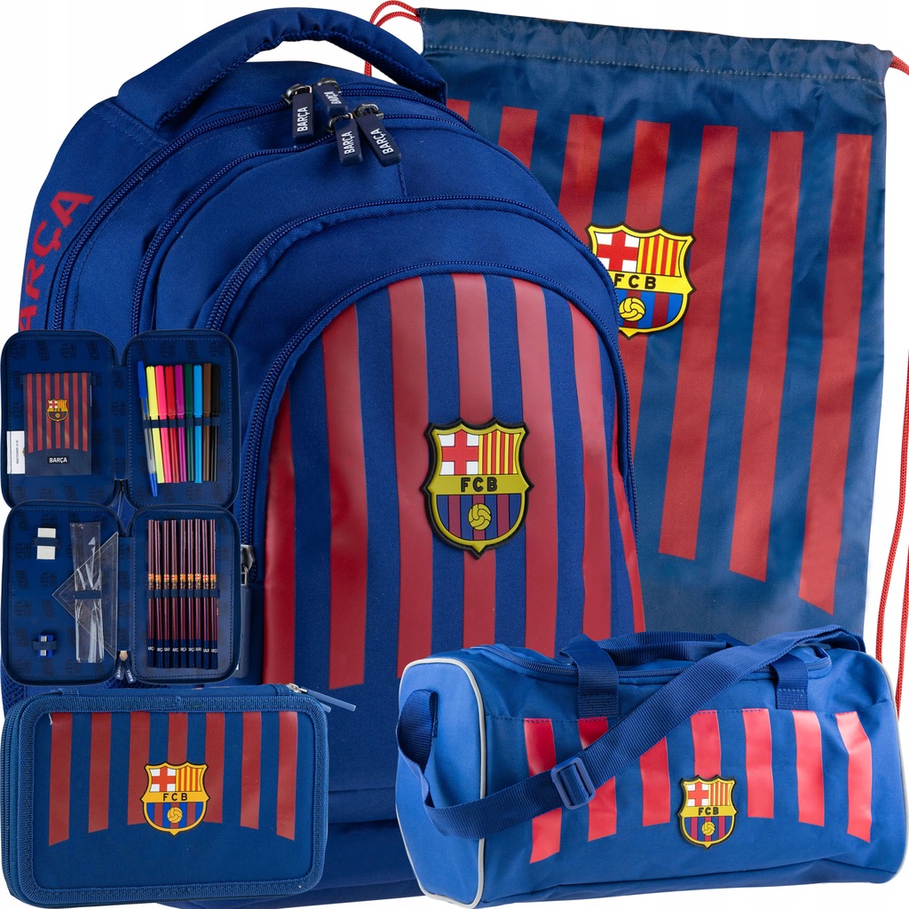 FC BARCELONA PLECAK SZKOLNY ZESTAW 4 ELEMENTY