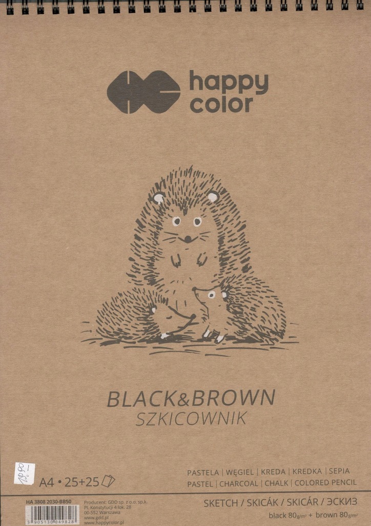 SZKICOWNIK BLACK&BROWN A4 25+25 80g HAPPY COLO