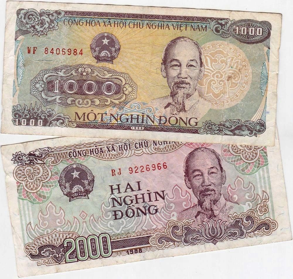 Zestaw 2 szt. Wietnam, 1000 i 2000 Dong 1988
