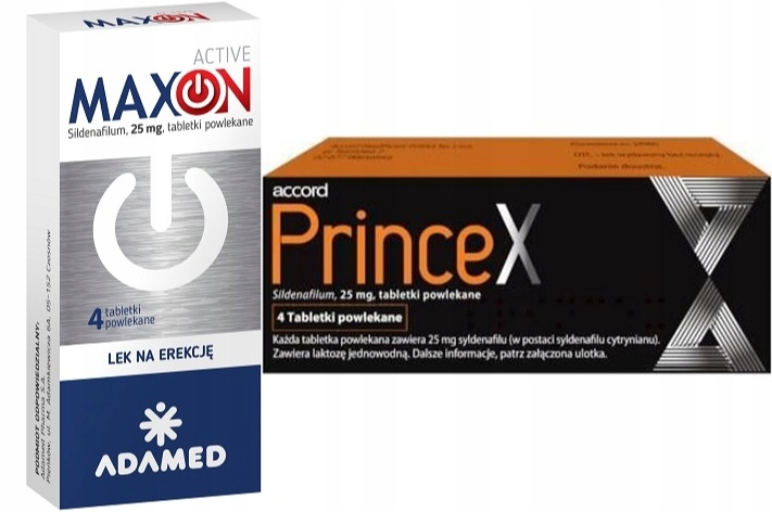 ZESTAW Maxon Active 25mg 4 tabl+Princex 25mg 4tab