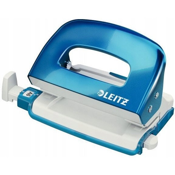 Dziurkacz mini LEITZ WOW metalowy niebieski metalik 50601036
