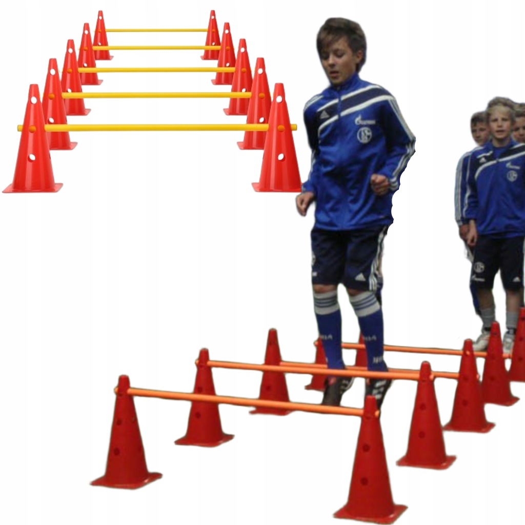 Zestaw koordynacyjny tor przeszkód pachołki 38cm tyczki 100cm